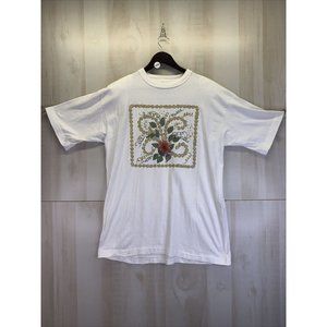 Vintage 1990s Cesucci One Size Fits All Womens Floral 3D Gel Graphic T Shirt-